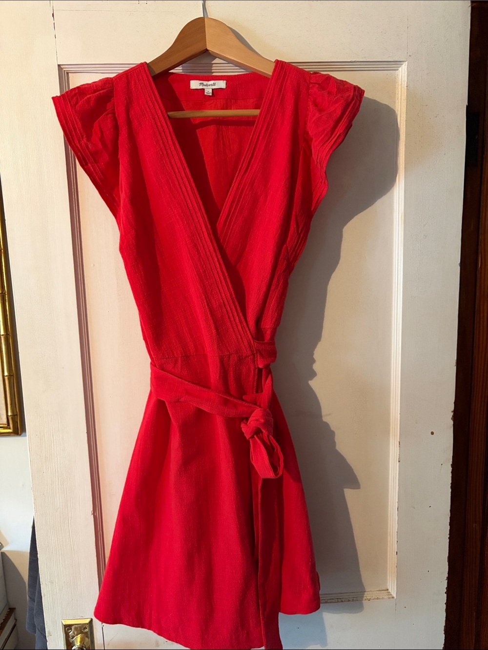Madewell Red Wrap Mini Dress with Tie Waist